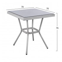 ΤΡΑΠΕΖΙ ΑΛΟΥΜΙΝΙΟΥ 70X70X76 BAMBOO FB95568.03 ΚΑΦΕ ΜΕ ΓΥΑΛΙ