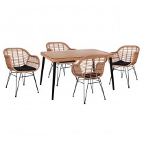 ΣΕΤ 5ΤΜΧ WICKER ΜΕ ΤΡΑΠΕΖΙ 140X80Χ78Υ ΜΠΕΖ & ΜΑΥΡΟ ΧΡΩΜΑ FB910490