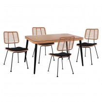 ΣΕΤ 5ΤΜΧ WICKER ΜΕ ΤΡΑΠΕΖΙ 140X80Χ78Υ ΜΠΕΖ & ΜΑΥΡΟ ΧΡΩΜΑ FB910492