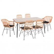 ΣΕΤ 7ΤΜΧ WICKER ΜΕ ΤΡΑΠΕΖΙ 160X90X78Υ ΜΠΕΖ & ΜΑΥΡΟ ΧΡΩΜΑ FB910495