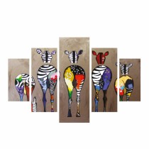 ΠΙΝΑΚΑΣ ΠΕΝΤΑΠΤΥΧΟ MDF COLORFUL ZEBRAS 82Χ56x3 FB97207.03