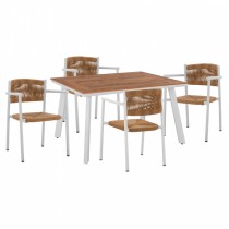 ΣΕΤ ΤΡΑΠΕΖΑΡΙΑ 5ΤΜΧ ΜΕ ΤΡΑΠΕΖΙ POLYWOOD 120Χ80 & ΠΟΛΥΘΡΟΝΕΣ ΛΕΥΚΕΣ FB911427