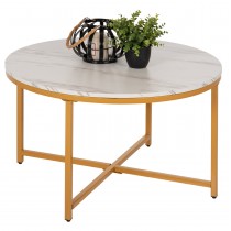ΤΡΑΠΕΖΙ ΣΑΛΟΝΙΟΥ FB99420.01 WHITE MARBLE ΜΕΛΑΜΙΝΗ-ΧΡΥΣΗ ΜΕΤΑΛΛΙΚΗ ΒΑΣΗ Φ80x48,5Yεκ.